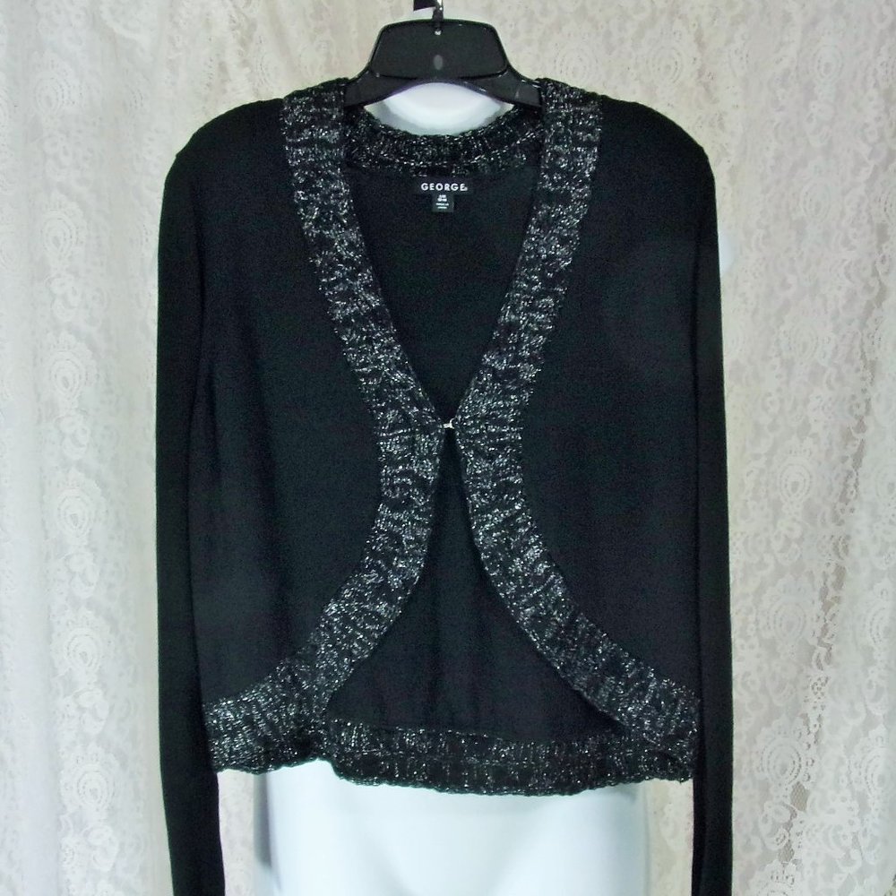 Black George Sexy Sweater Shrug with Silver Size Large NWT